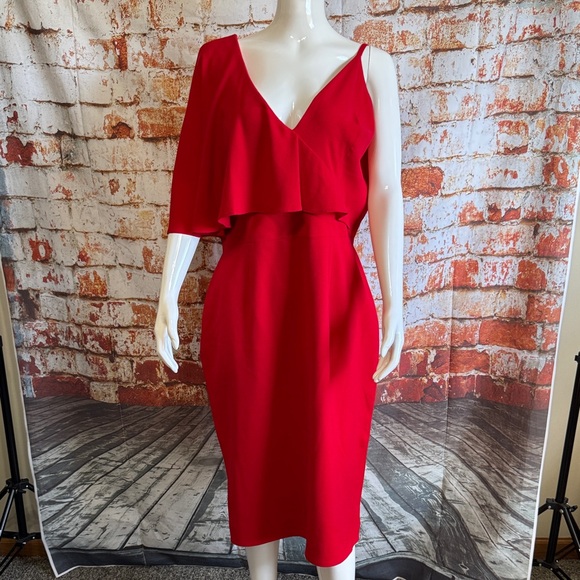 New with Tags Dress the Population Beth Ruffle Sleeve Cocktail Dress - Picture 4 of 8